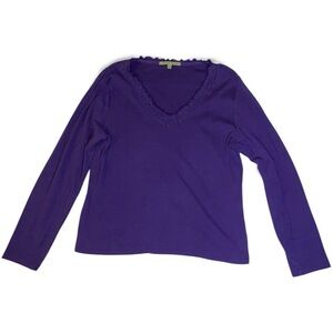 Carolyn Taylor Purple Lace V-Neck Long Sleeve Top
